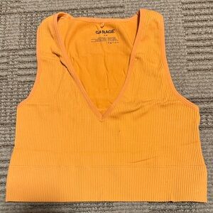 Garage Vibrant Orange Ribbed Crop Top